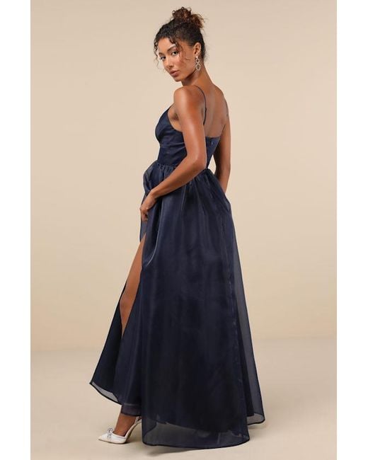 Lulus Blue Authentic Glamour Organza Sleeveless Cutout Maxi Dress