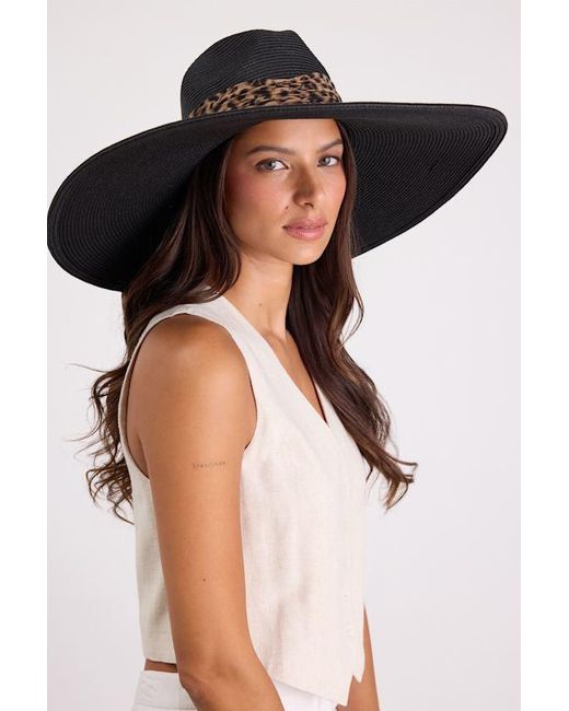 San Diego Hat Black Snappy Leopard Straw Sun Hat