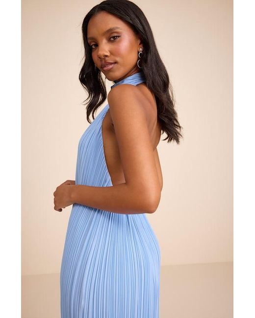 Lulus Blue Marta Pleated Backless Maxi Dress