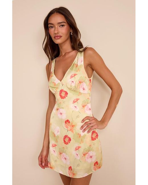 Lulus Natural Jaziel Light Floral Sleeveless Mini Dress