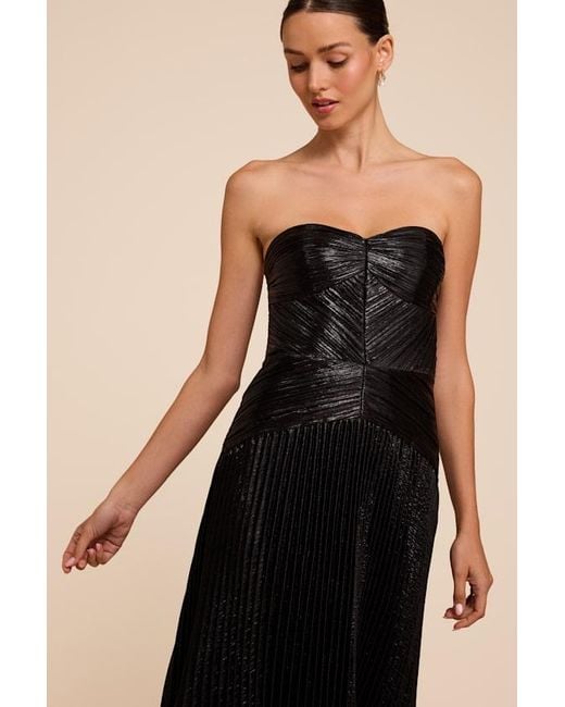Lulus Black Charlene Pleated Strapless Maxi Dress