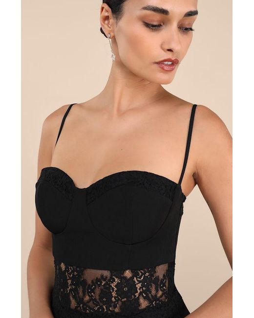 Lulus Black Jiliana Lace Column Maxi Dress