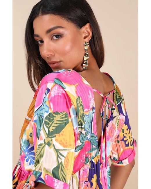 express yourself blush pink floral print satin babydoll dress Lulus Express Yourself Multi Floral Print Satin Babydoll Dress in Pink