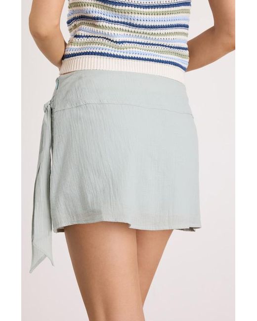 Lulus Gray Elra Cotton Faux-Wrap Mini Skirt