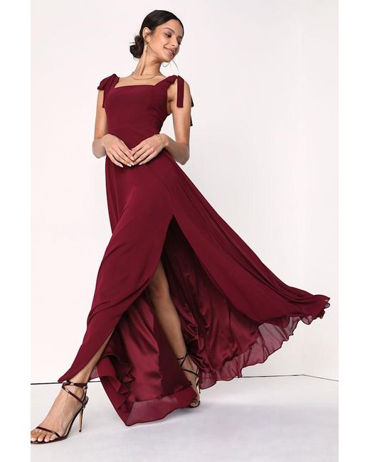 Lulus Red Love Me Forever Square Neck Maxi Dress