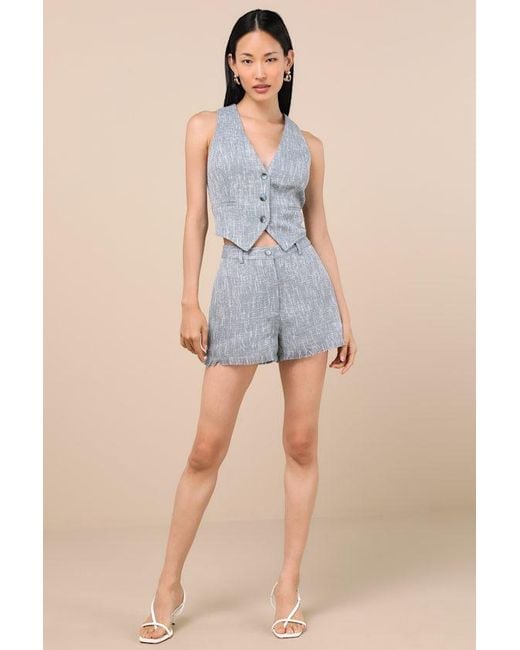 Lulus Natural Alfonsa Tweed Button-Front Vest Top