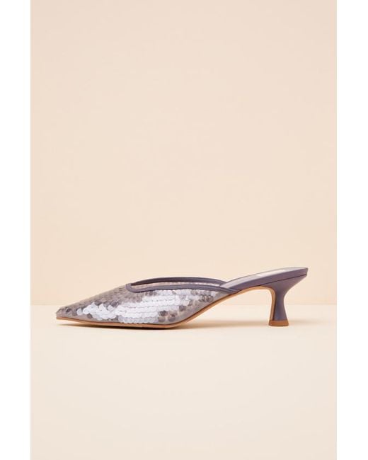 Dolce Vita Natural Cleo Smoke Sequin Pointed-Toe Mule Pumps