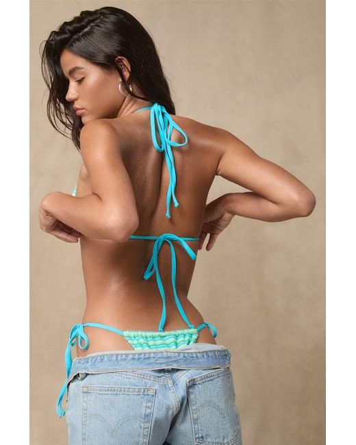 Dippin' Daisy's Blue Bali And Striped Triangle Bikini Top