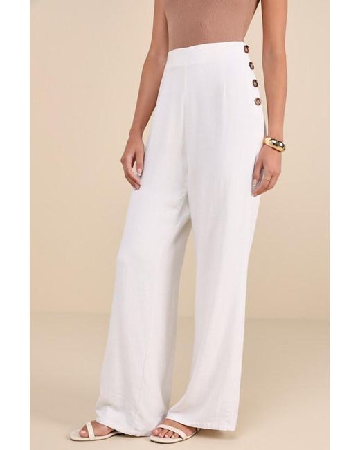 Lulus Natural Noteworthy Wide-Leg Pants