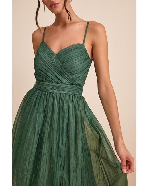 Lulus Green Rosalind Organza Strapless Maxi Dress
