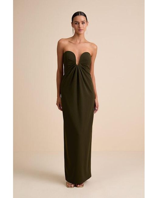 Lulus Natural Thula Dark Cutout U-Bar Column Maxi Dress