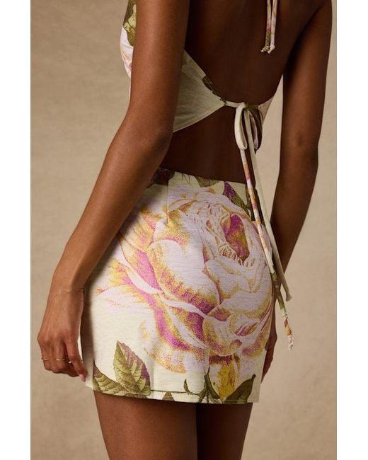 Lulus Pink Dawson Floral Satin Mini Skirt