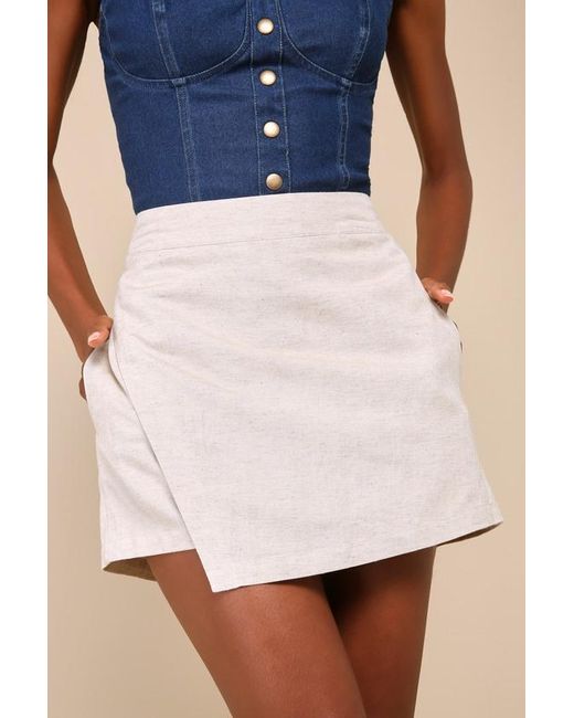 Lulus Blue Breeziest Beauty Linen High-Rise Skort