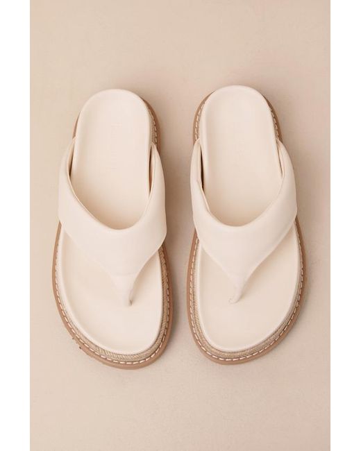 Billini Natural Amaya Bone Raffia Flatform Flip Flops