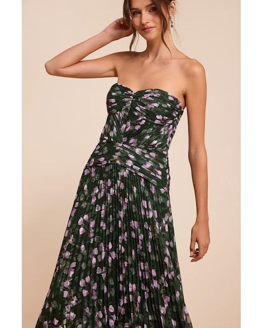Lulus Black Marlene Floral Pleated Drop Waist Maxi Dress