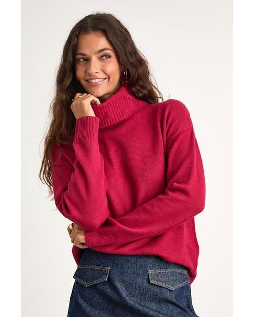 Lulus Red Amazing Memories Turtleneck Sweater