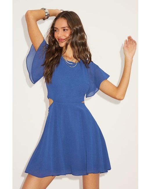 Lulus Blissful Love Cutout Mini Skater Dress in Blue | Lyst Lulus Blissful Love Cutout Mini Skater Dress in Blue | Lyst