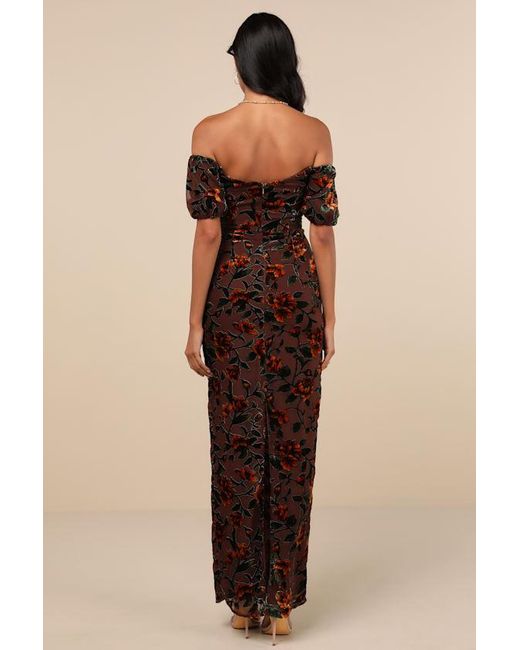 Lulus Natural Confidently Impressive Velvet Off-The-Shoulder Maxi Dress