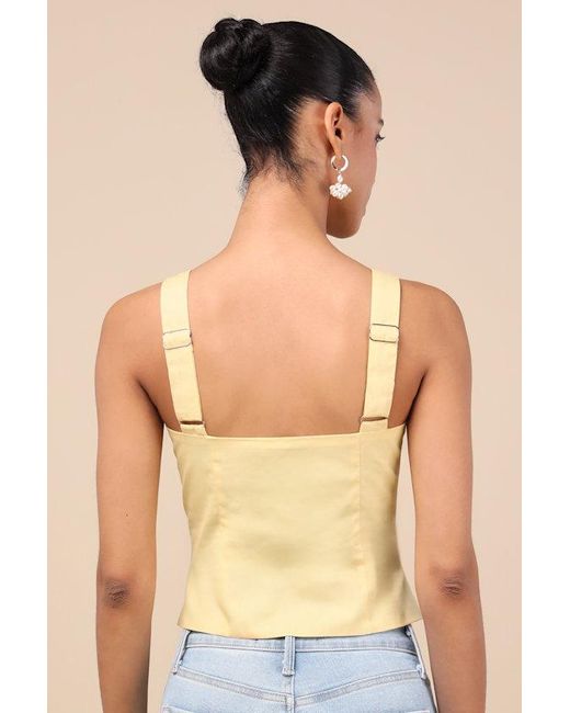 Lulus Natural Earlene Tie-Front Button-Up Tank Top