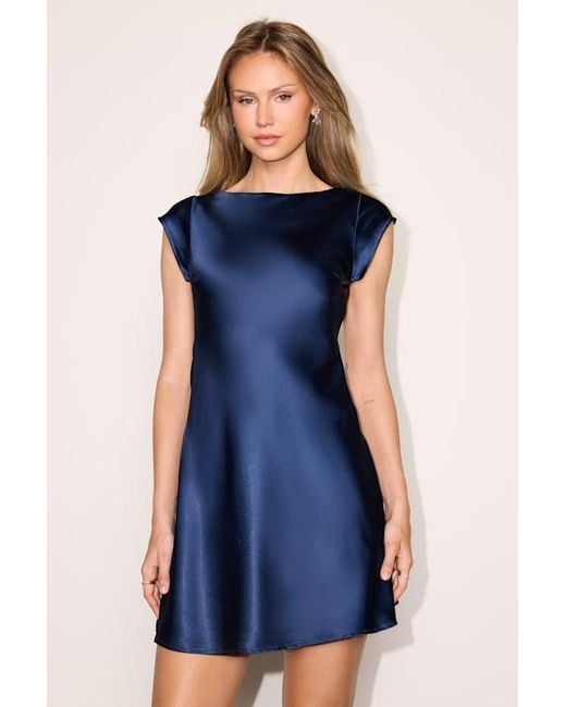 Lulus Blue Bethia Satin Backless Mini Dress