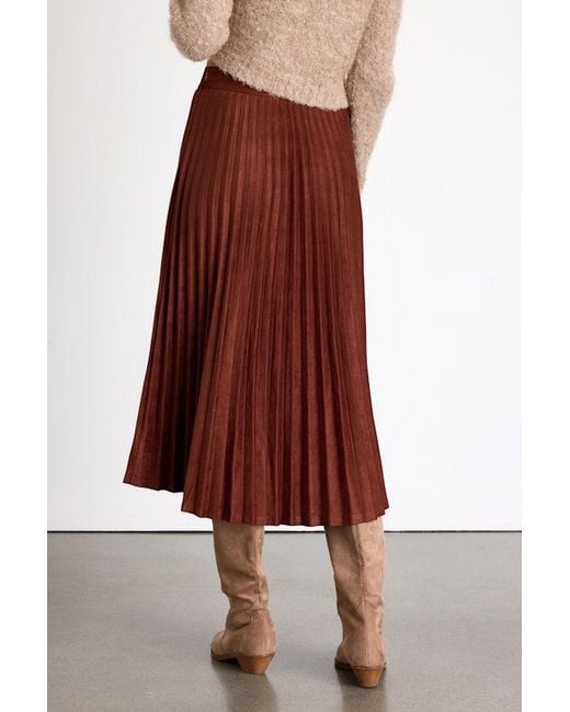 Lulus Red Raylie Suede Pleated Midi Skirt