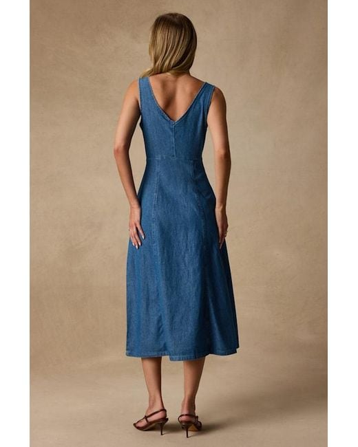Lulus Blue Miranda Medium Wash Denim Sleeveless Midi Dress