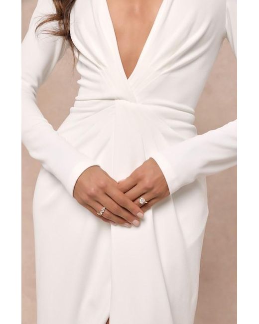 Lulus Natural Stunning Romance Long Sleeve Mermaid Maxi Dress