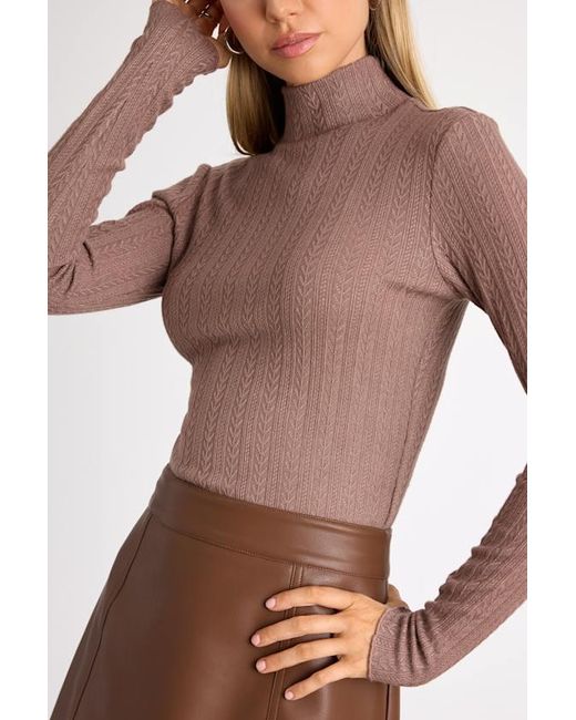 Lulus Brown Idyllic Option Pointelle Knit Mock Neck Sweater Top