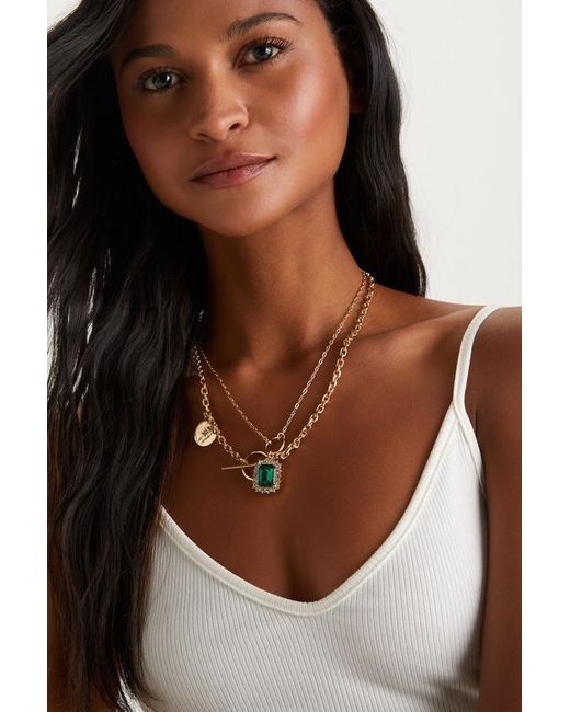 petit moments Brown Tommy Rhinestone Star Pendant Toggle Layered Necklace