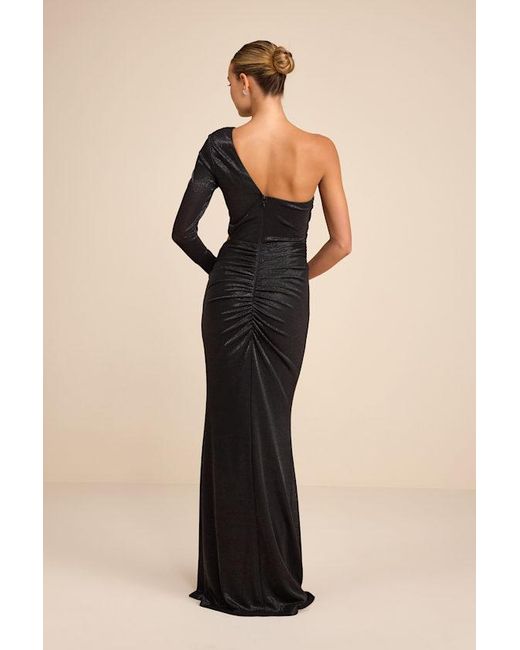 Lulus Black Demaria Slinky Knit Cutout One-Shoulder Mermaid Maxi Dress