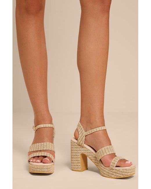 Matisse Natural Alessia Raffia Platform High Heel Sandals