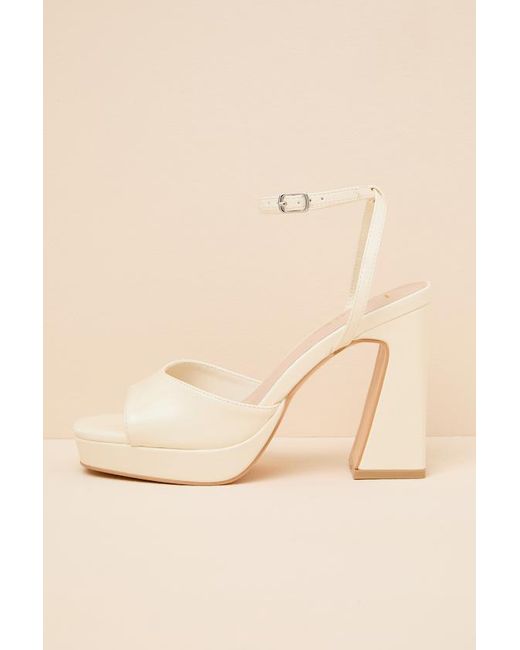 Lulus Natural Lucy Bone Platform Ankle Strap Sandals