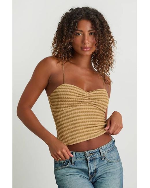 Lulus Blue Jimena Striped Knit Ruched Cami Top