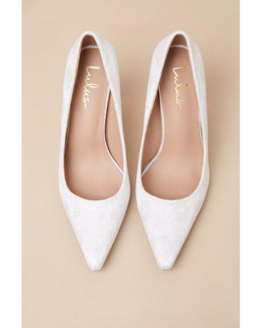 Lulus Natural Hellene Lace Pointed-Toe Pumps