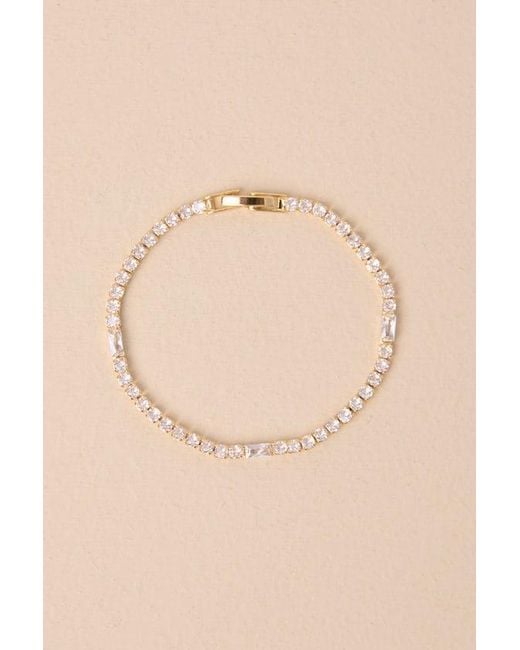 Lulus Natural Dainty Decadence Rhinestone Tennis Bracelet