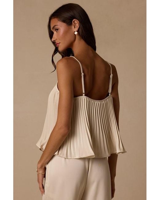 Lulus Brown Caspian Cream Satin Pleated Cami Top