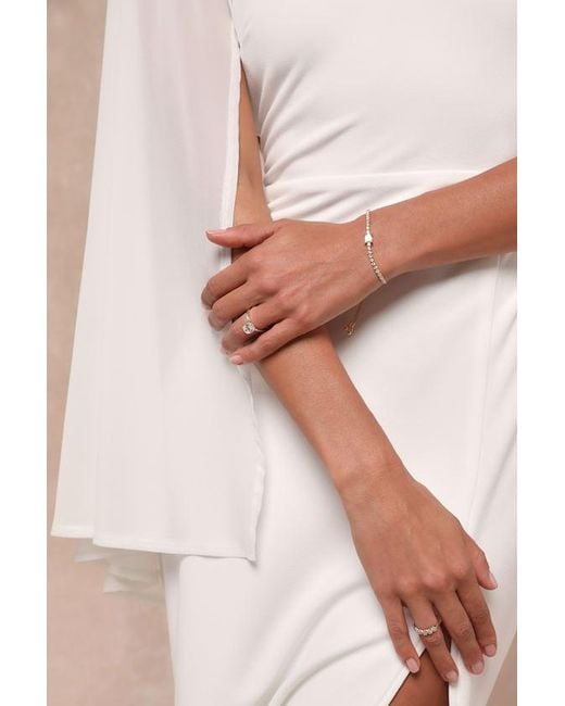 Lulus Natural Majestic Attitude Cape Sleeve One-Shoulder Maxi Dress