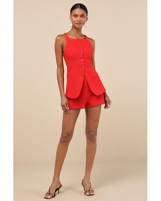 Lulus Red Mariette Knit Button-Front Vest Top