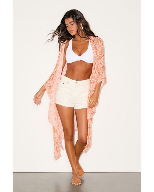 Lulus Orange Cayman Palm Tree Print Sarong Swim Cover-Up