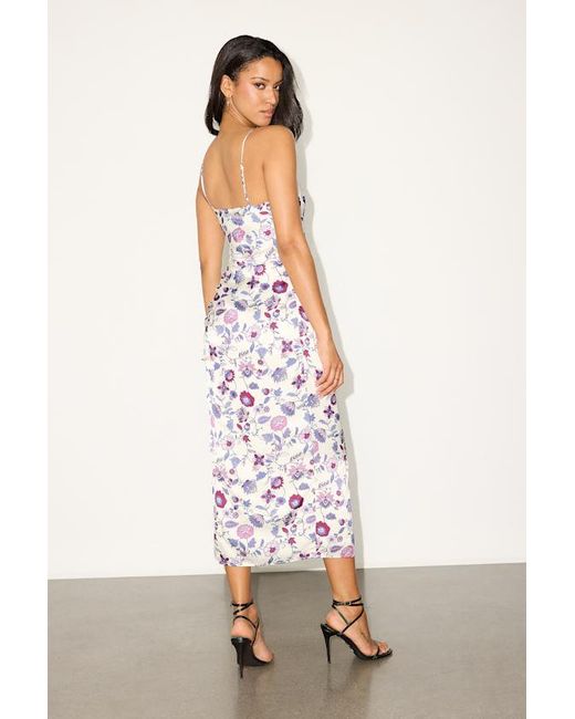 Lulus White Truest Romance Floral Print Sleeveless Ruched Midi Dress