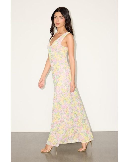 AFRM LOS ANGELES Natural Earhart Multi Floral Mesh Maxi Dress