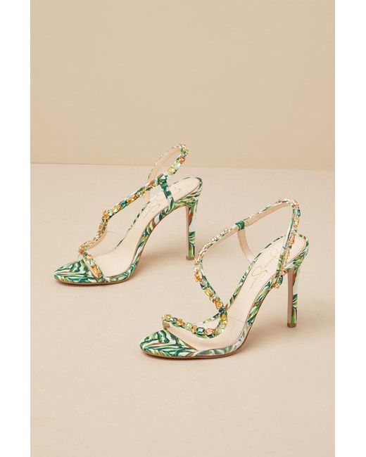 Jessica Simpson Natural Jaycin Multi Rhinestone High Heel Sandals