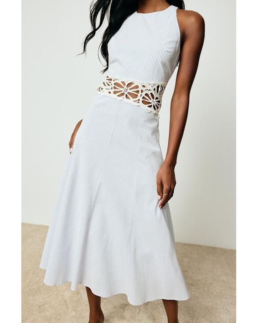 Lulus White Shya Striped Crochet Lace Midi Dress