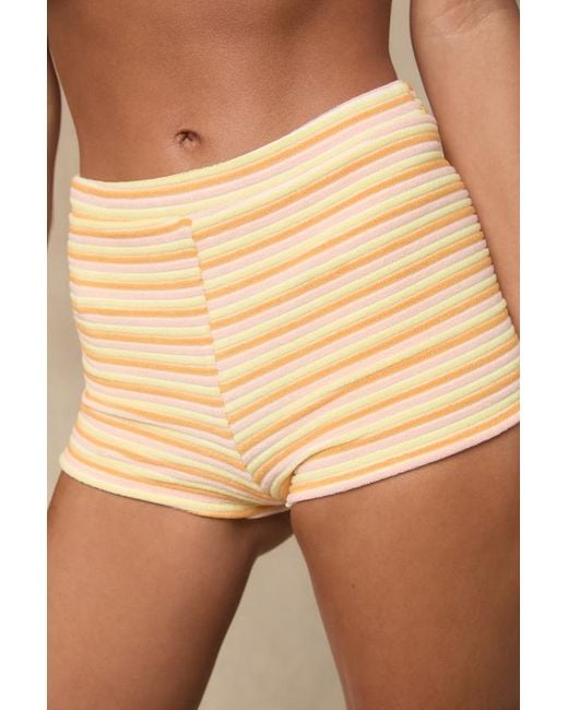 Dippin' Daisy's Brown Farrah Striped Terry Knit Swim Shorts