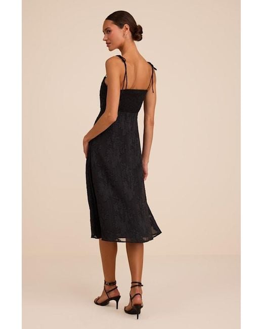 Lulus Blue Loveliest Looks Floral Jacquard Tie-Strap Midi Dress