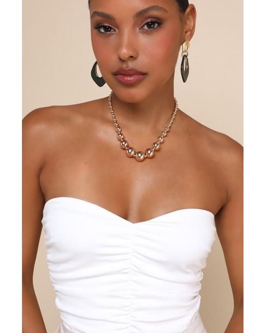 Lulus White Immense Perfection Ruched Strapless Top