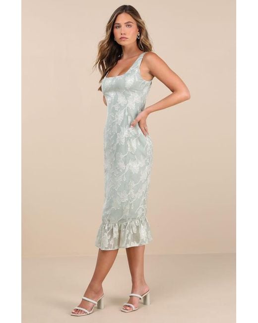 Lulus Multicolor Elani Floral Burnout Trumpet Midi Dress