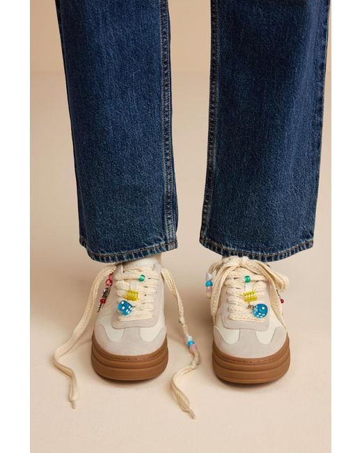Steve Madden Natural Dodge Charm Bone Multi Leather Sneakers