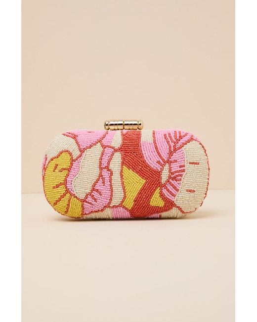 Lulus Pink Madden Multi Beaded Crossbody Clutch