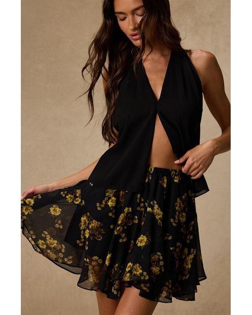 Lulus Black Rylan Floral Skater Mini Skirt